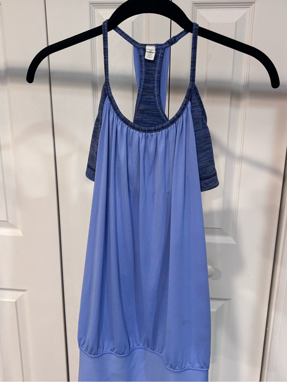 Lululemon athletica Periwinkle Racerback Tank with Heathered Navy Built in Bra